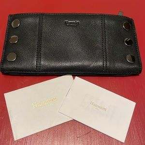 Hammitt- 110 North Slim Black Pebble Leather Studded Rivet Magnetic Wallet